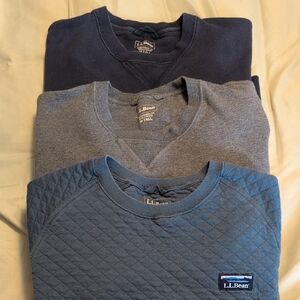 L.L. Bean Men's Sweatshirt Trio - Navy, Gray, Quilted Blue